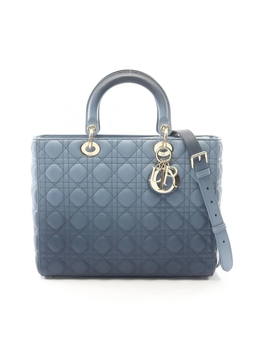 Dior Handbag Lady Dior Large Cannage Gradation 2-Way Blue Leather Lady Dior Tote
